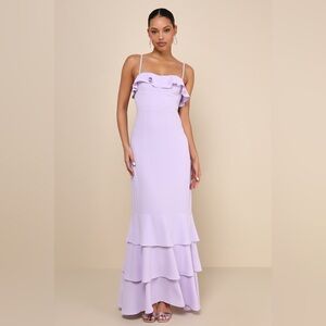 NWT! Lulus Lively Evenings Lavender Sleeveless Tiered Maxi Dress | size XL